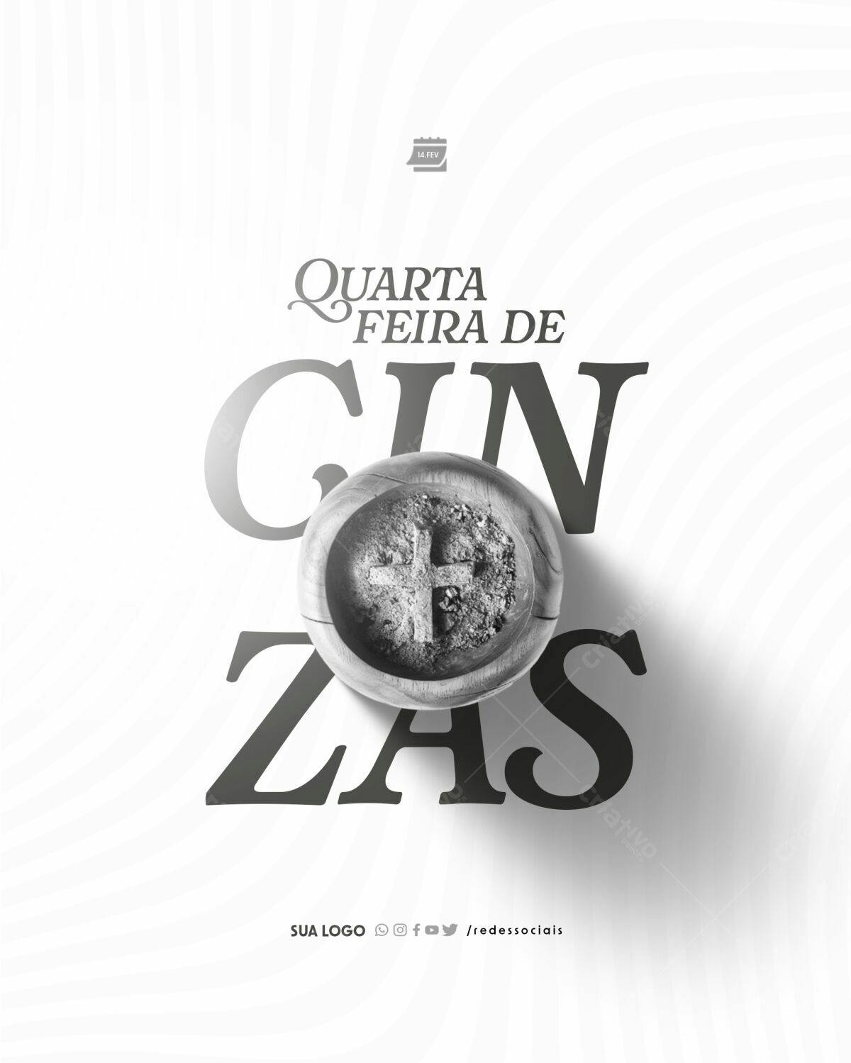Flyer para Quarta-Feira de Cinzas PSD Editável