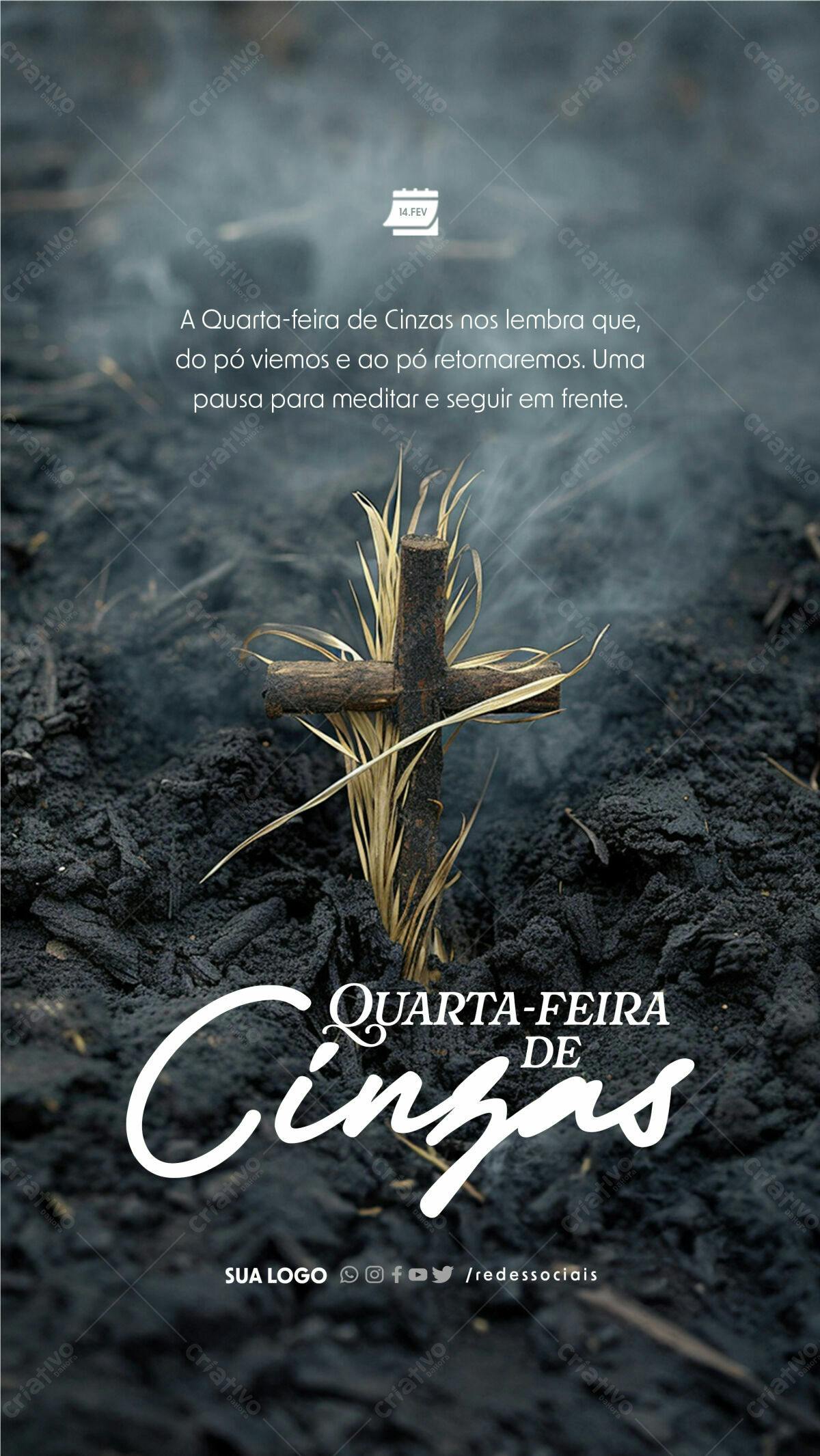 Flyer para Quarta-Feira de Cinzas PSD Editável