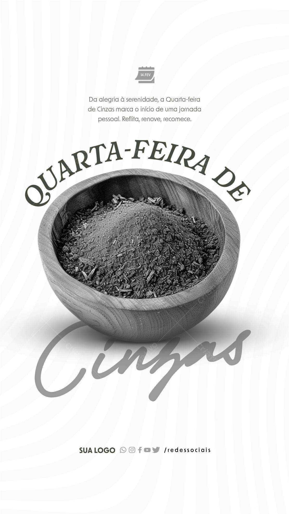 Flyer Quarta-Feira de Cinzas PSD Editável