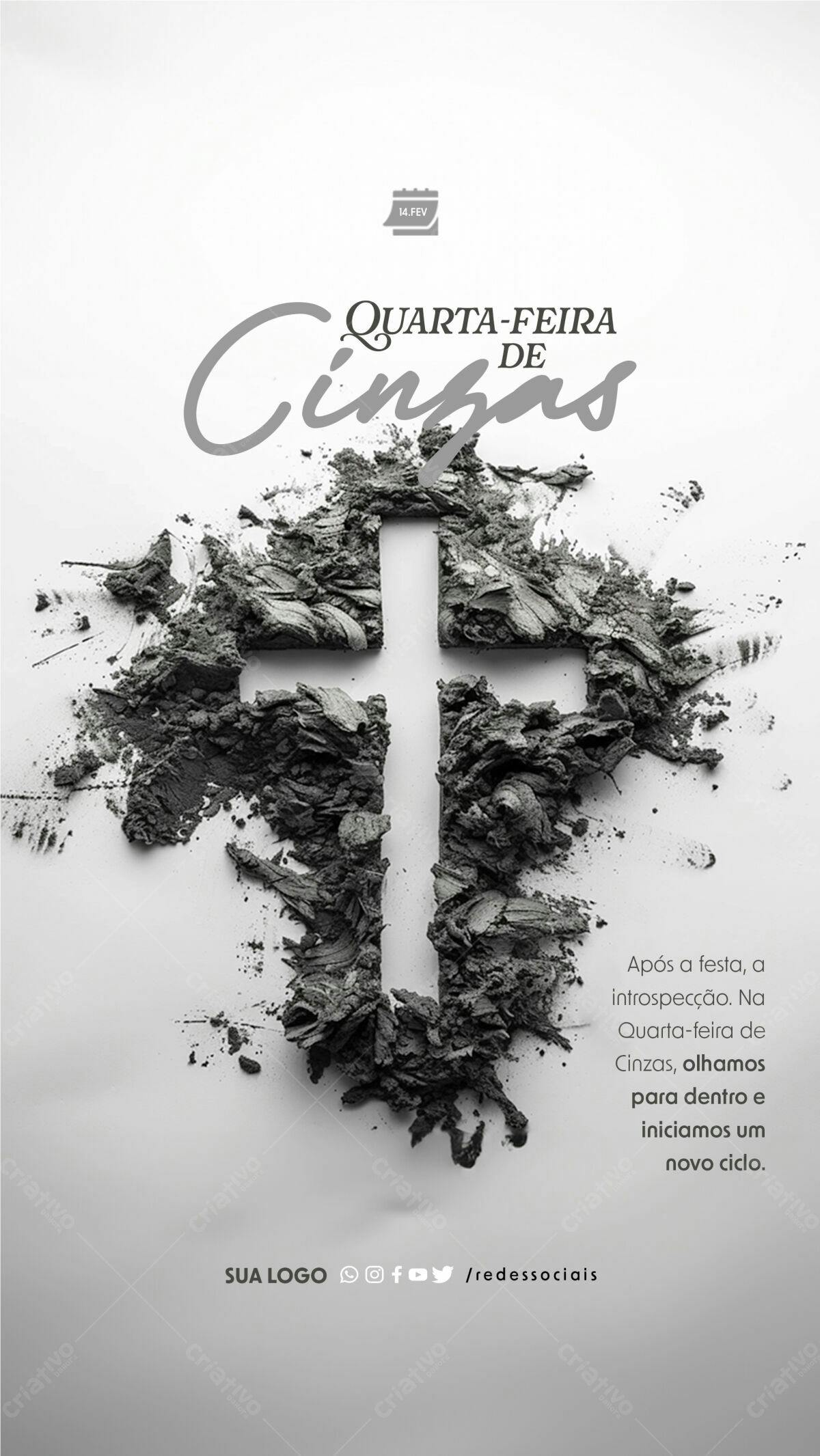 Flyer para Quarta-Feira de Cinzas PSD Editável