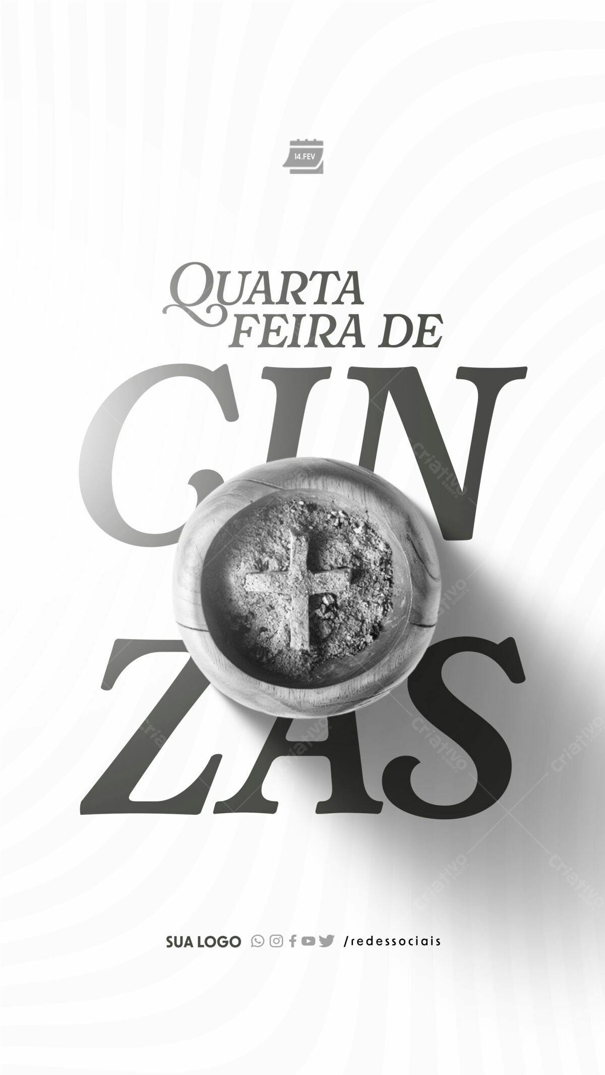 Flyer para Quarta-Feira de Cinzas PSD Editável
