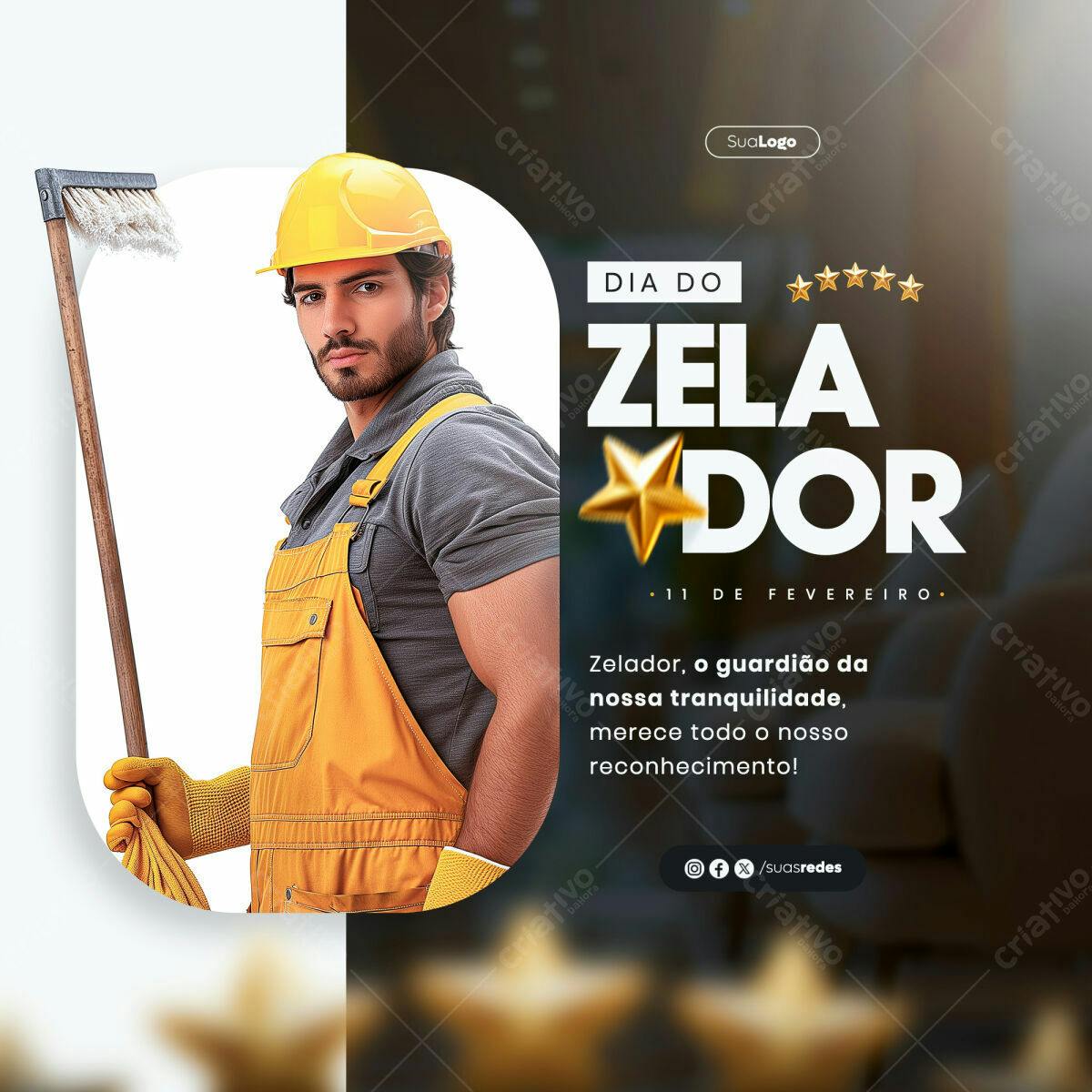 Post para Dia do Zelador PSD Editável