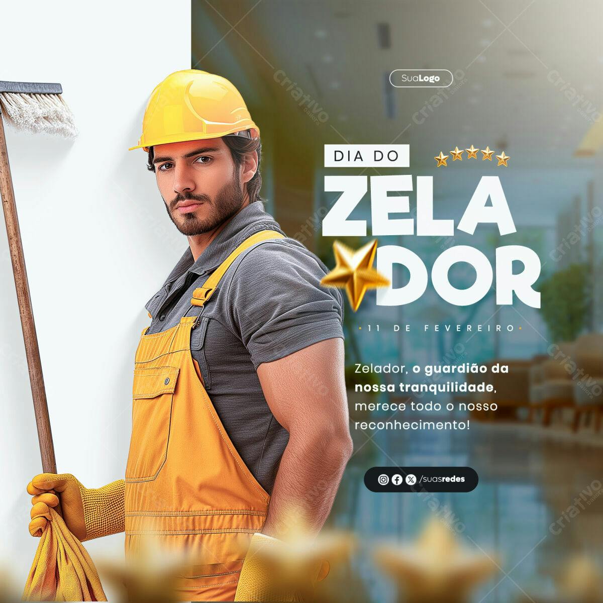 Postagem Dia do Zelador PSD Editável