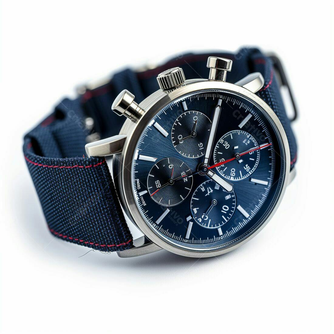 Relógio Cronógrafo Azul Marinho com Pulseira de Tecido