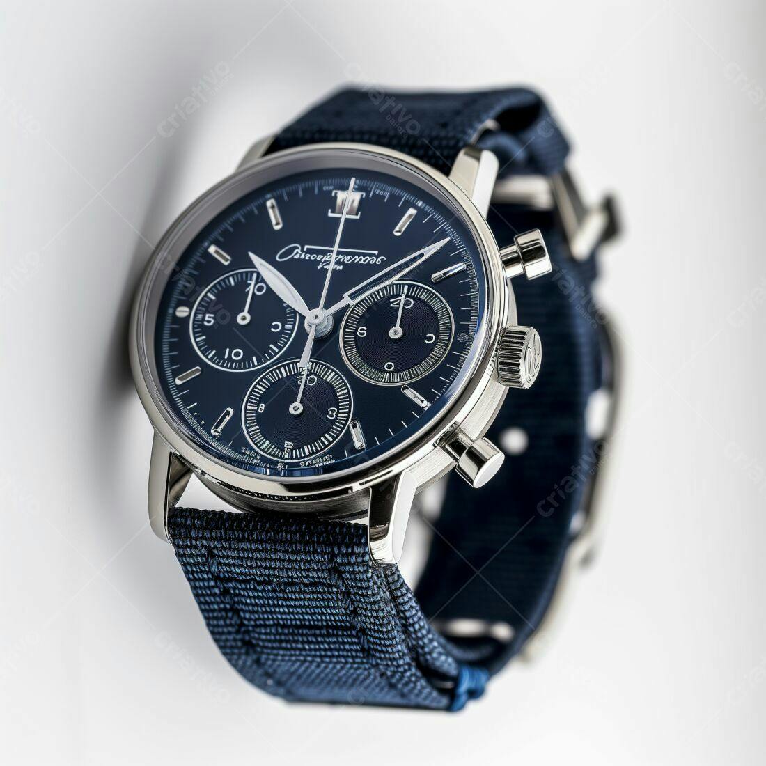 Relógio Cronógrafo azul marinho com pulseira azul