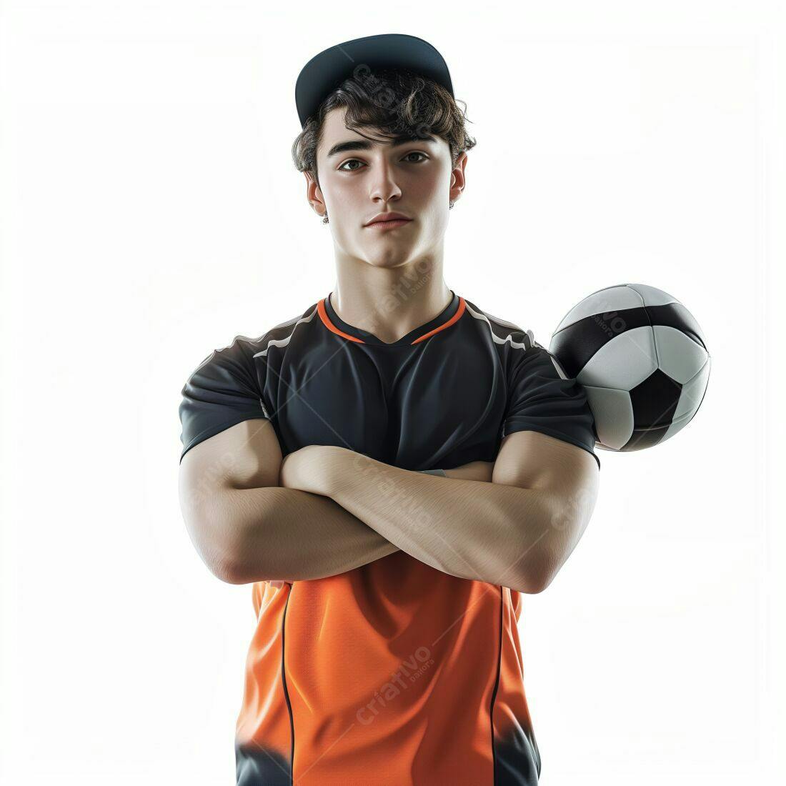 Jogador de futebol jovem com bola