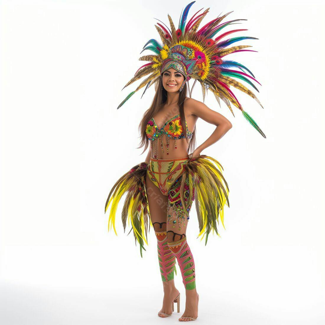Bailarina em fantasia de carnaval colorida