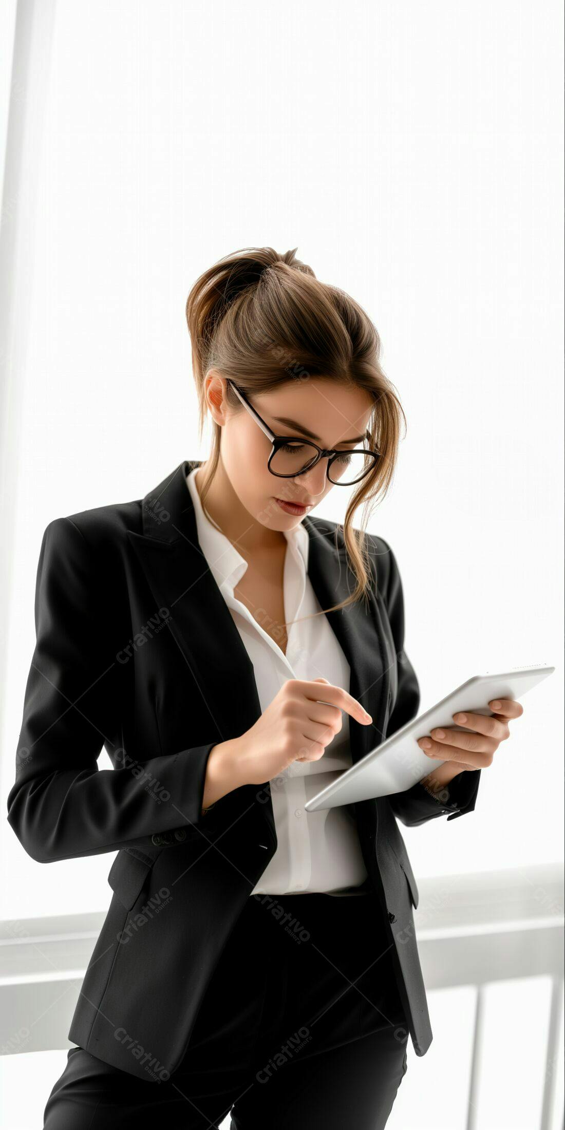 Mulher executiva usando tablet