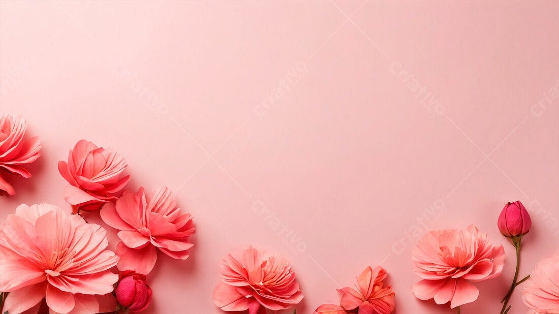 Flores cor-de-rosa em fundo pastel