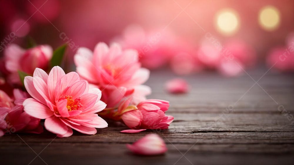 Imagem Grátis Flor Rosa Sobre A Mesa De Madeira