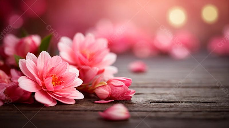 Imagem grátis flor rosa sobre a mesa de madeira