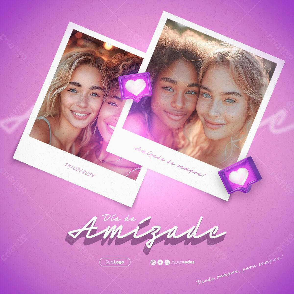 Post para o Dia da Amizade PSD Editável