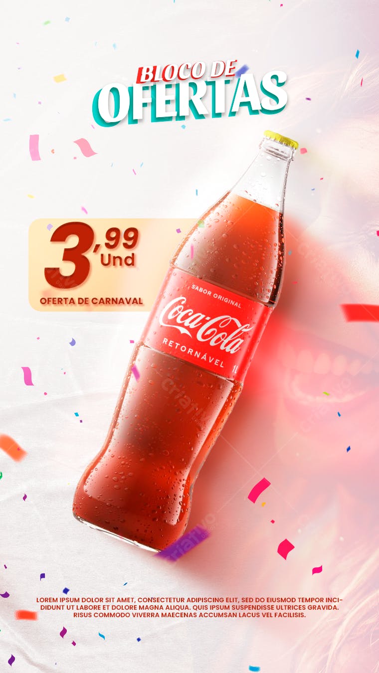 Flyer Oferta Carnaval Coca-Cola PSD Editável