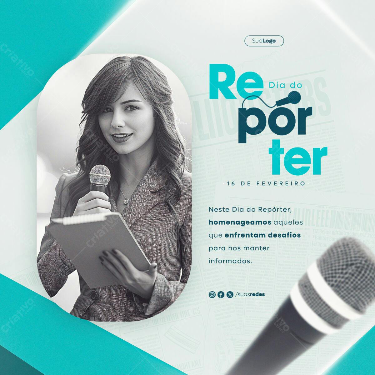 Flyer Dia do Repórter PSD Editável