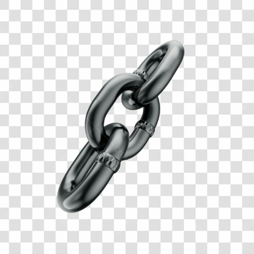 Asset 3D - Corrente De Aço Preto Em 3D Com Fundo Transparente 
