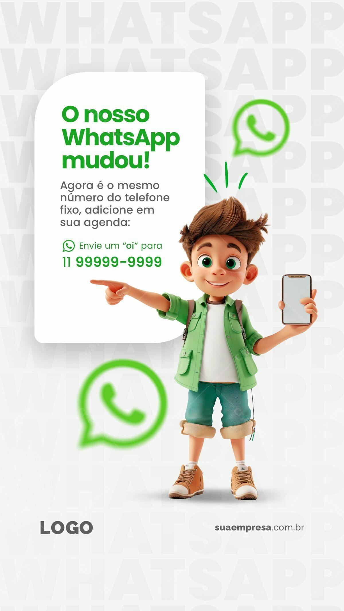 Anúncio WhatsApp Mudança Número PSD Editável