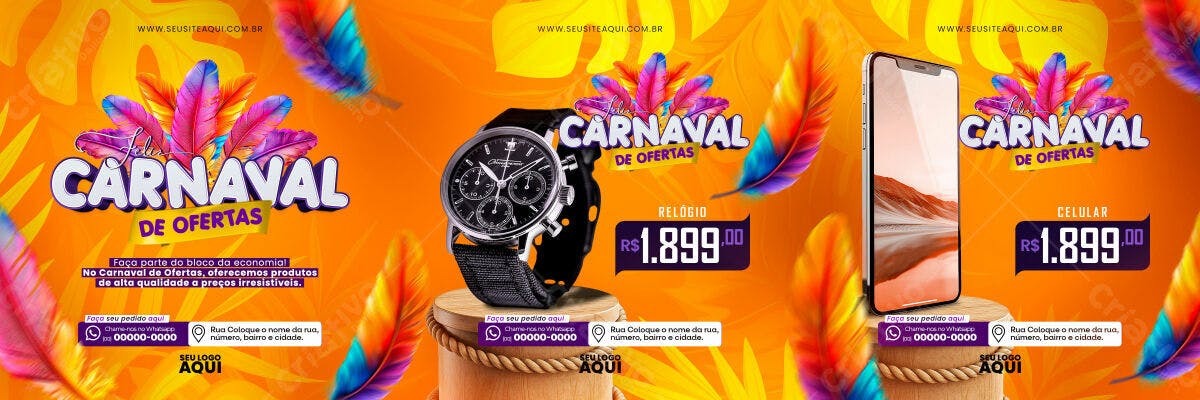 Banner Carnaval de Ofertas PSD Editável