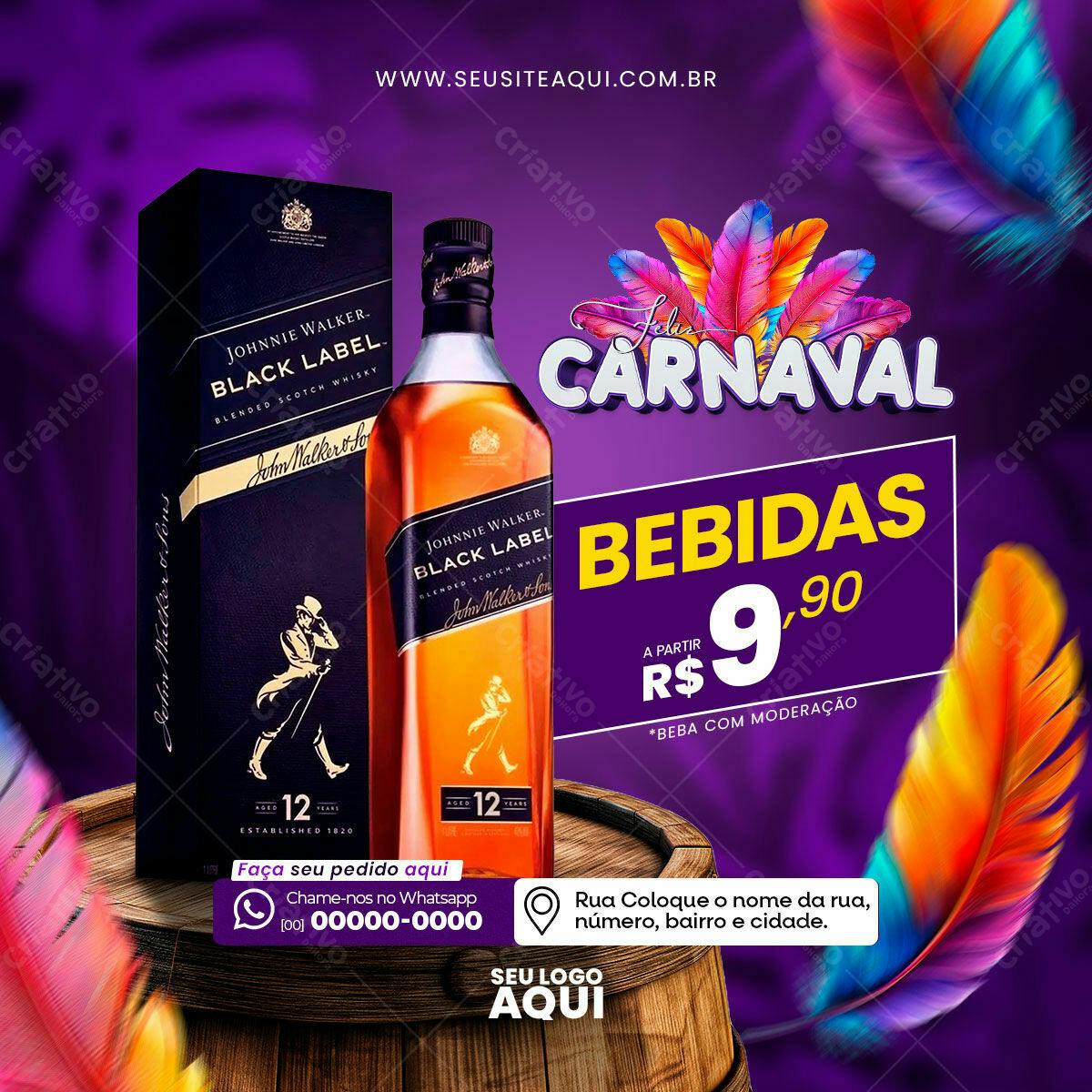 Flyer Carnaval Bebidas PSD Editável
