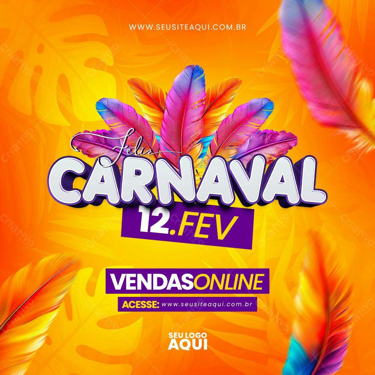 Flyer para Carnaval 12 de Fev PSD Editável