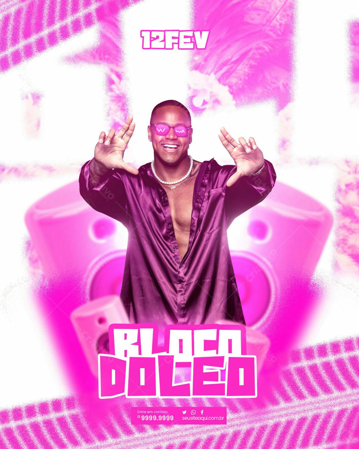 Flyer Festa Bloco Doce PSD Editável