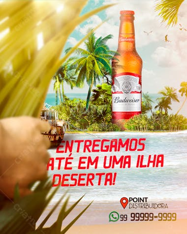 Flyer cerveja budweiser ilha deserta psd