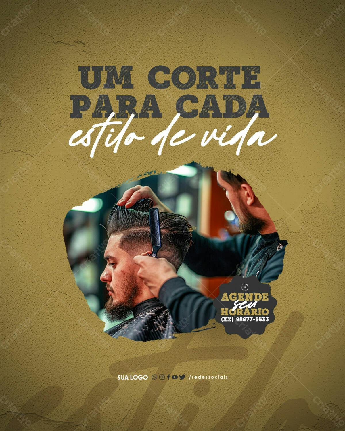 Post para Barbearia PSD Editável