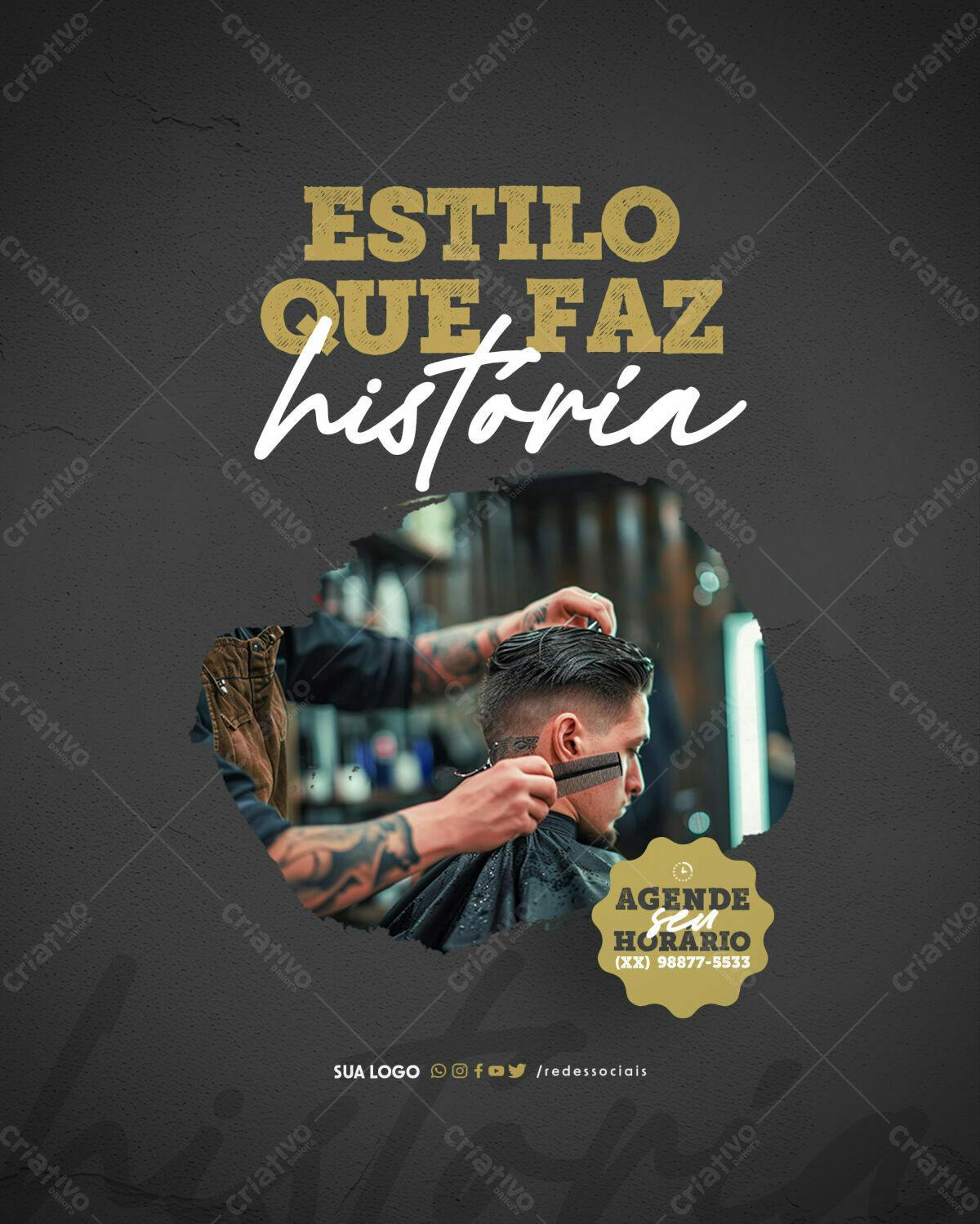 Post para Barbearia PSD Editável