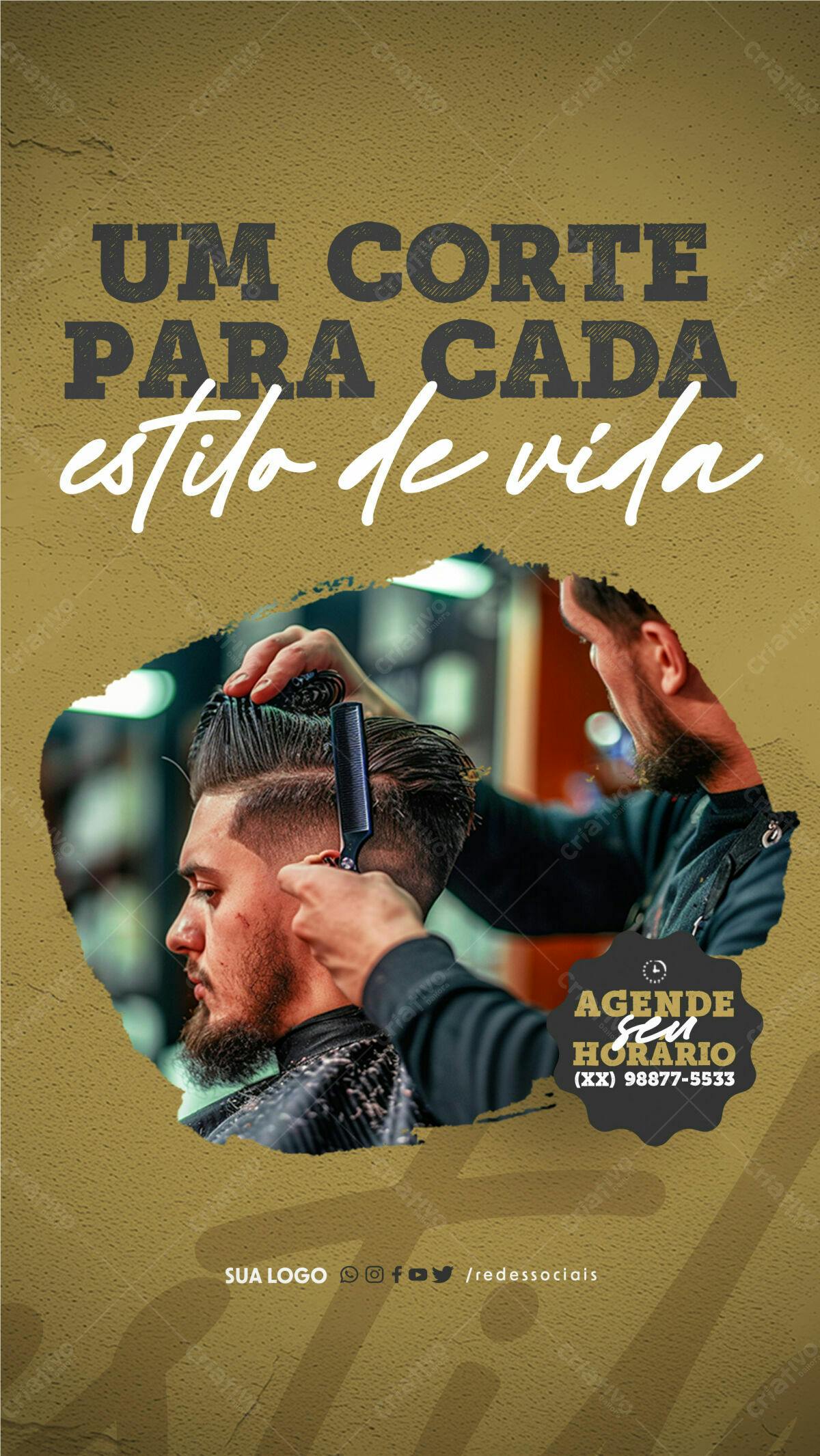 Flyer Barbearia Masculina PSD Editável