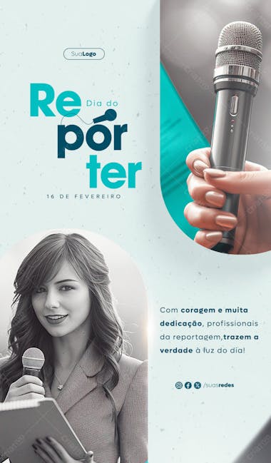 Dia do repórter 16 de fevereiro social media post story