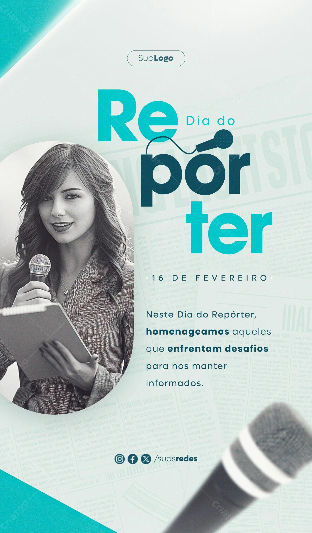Flyer Dia do Repórter PSD Editável