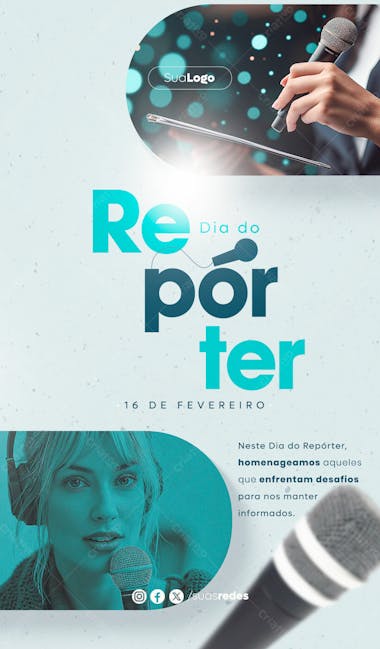 Dia do repórter 16 de fevereiro social media post story