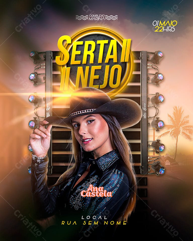 Flyer Sertanejo com Ana Castela PSD Editável