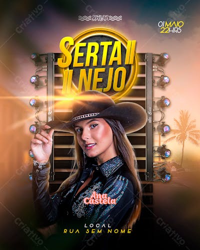 Flyer Sertanejo evento musica feed PSD Editável 