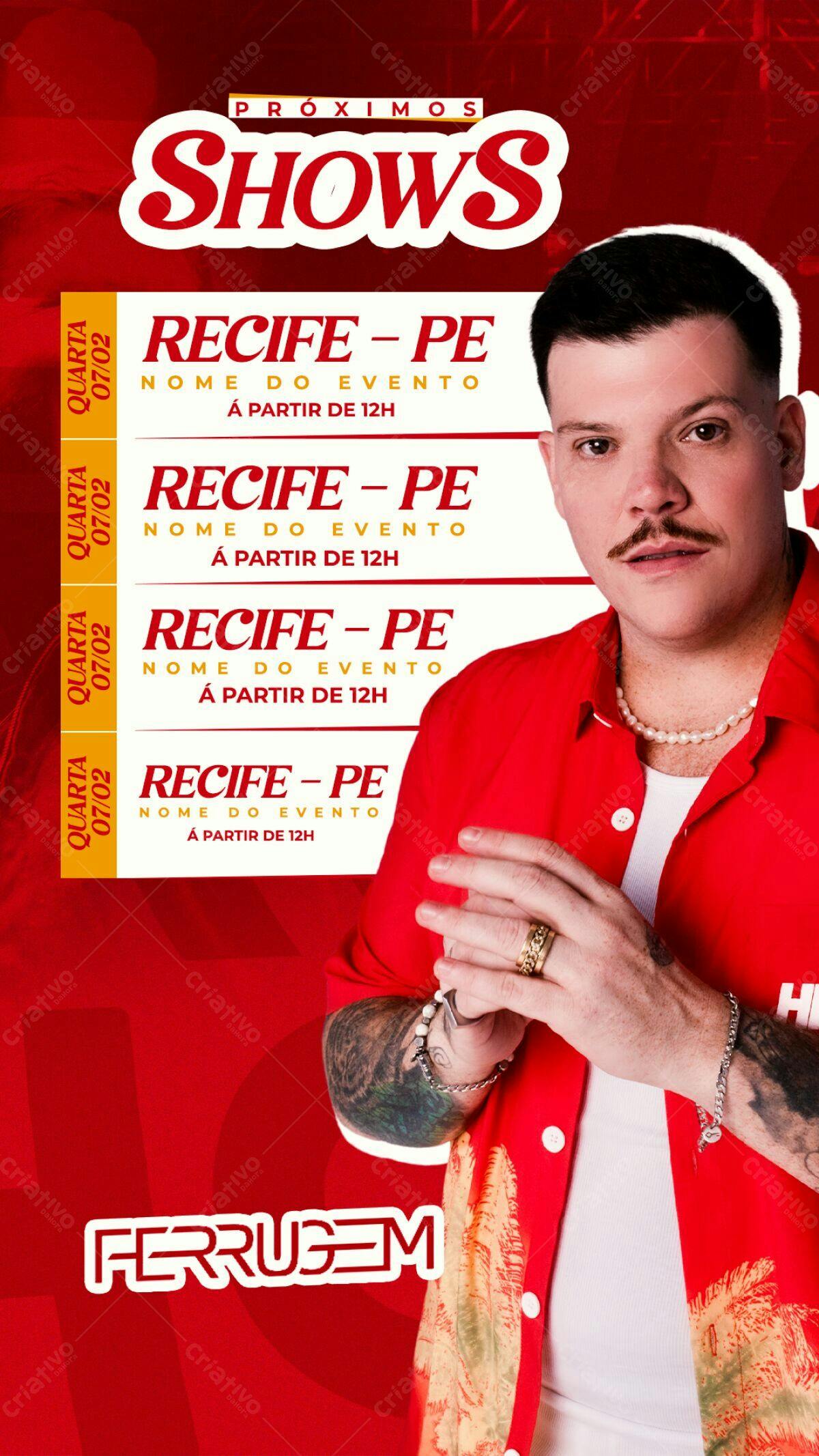 Flyer Show Ferrugem Recife-PE PSD Editável