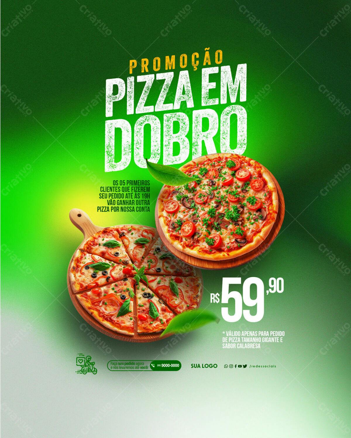 Flyer Promoção Pizza em Dobro PSD Editável