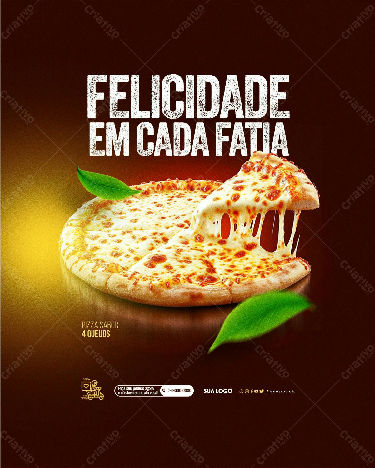Flyer Pizza 4 Queijos PSD Editável