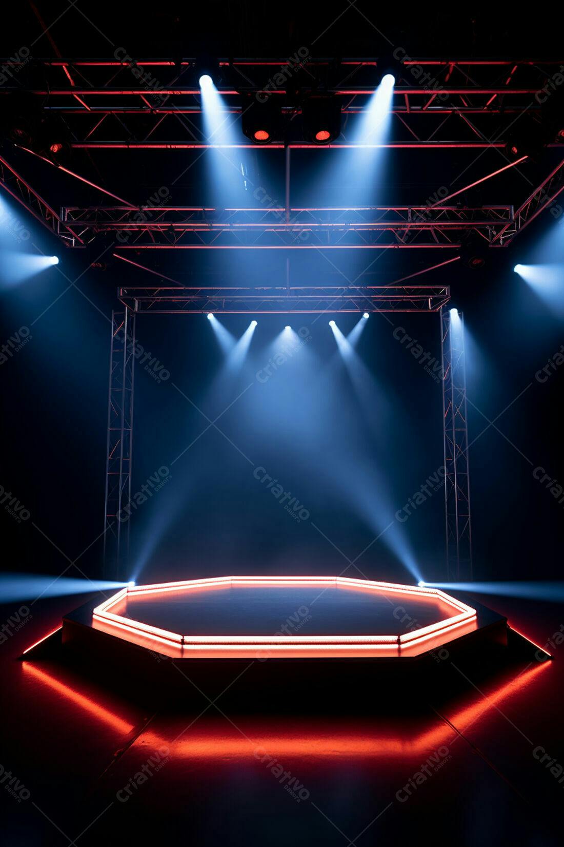 Textura palco neon vermelho e azul para fundo de game