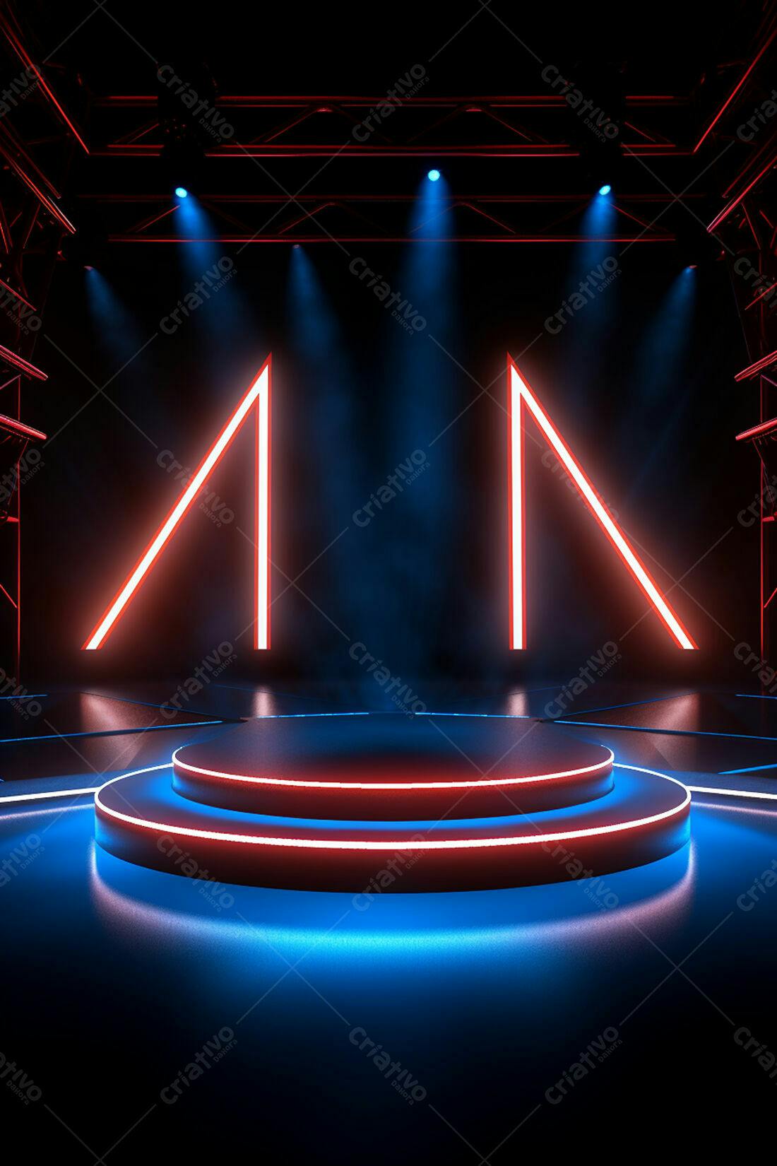 Textura palco neon vermelho e azul para fundo