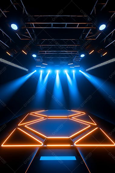 Background 3d palco com luzes perfeito para composição