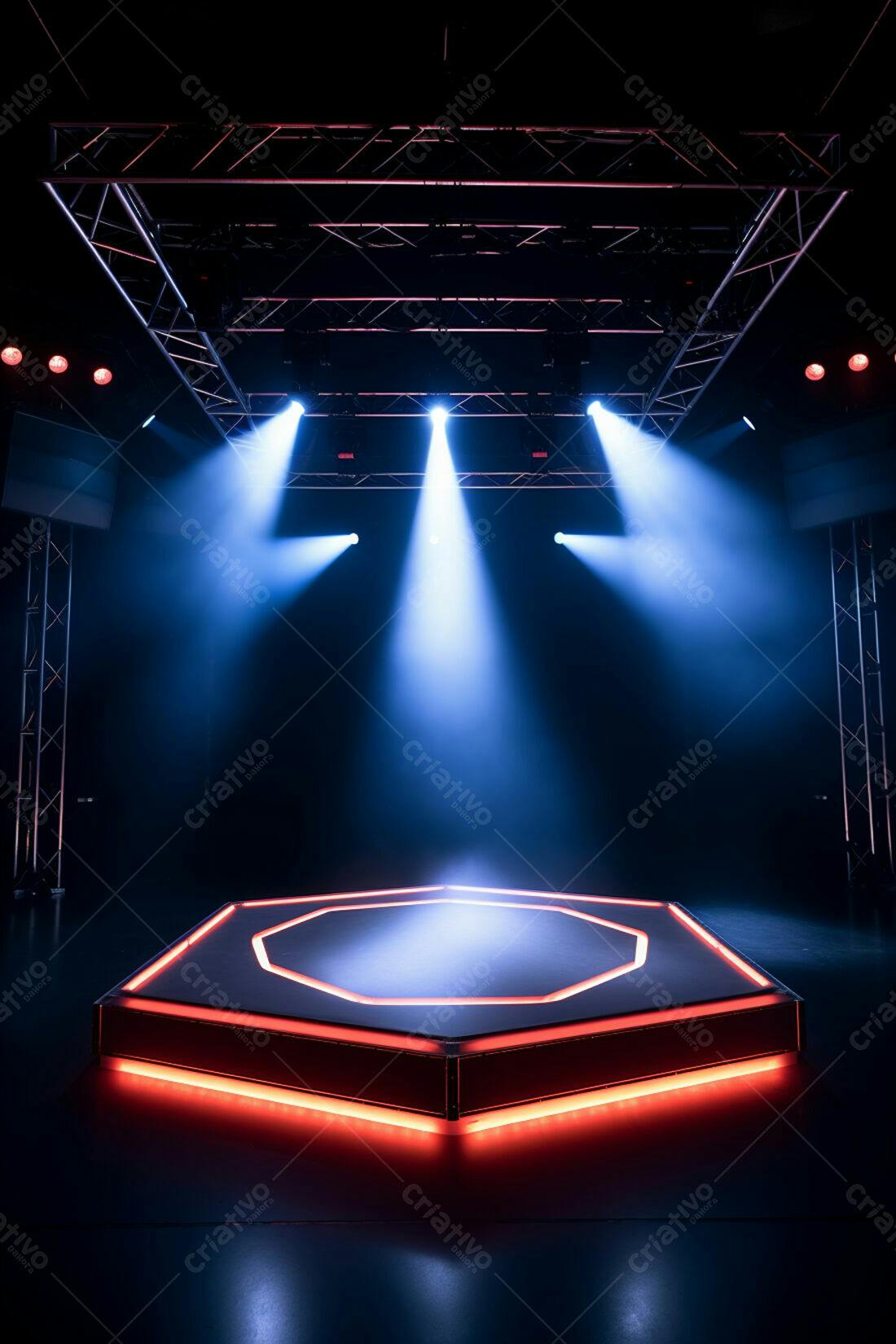 Textura palco neon vermelho e azul para fundo de game
