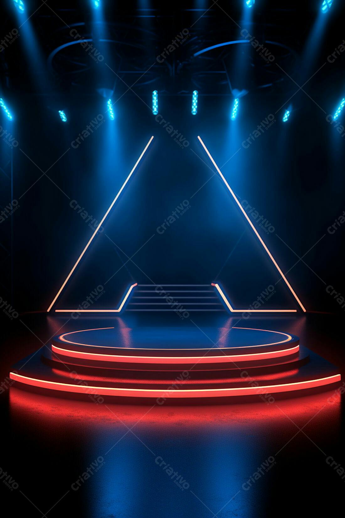 Textura palco neon azul e vermelho para fundo