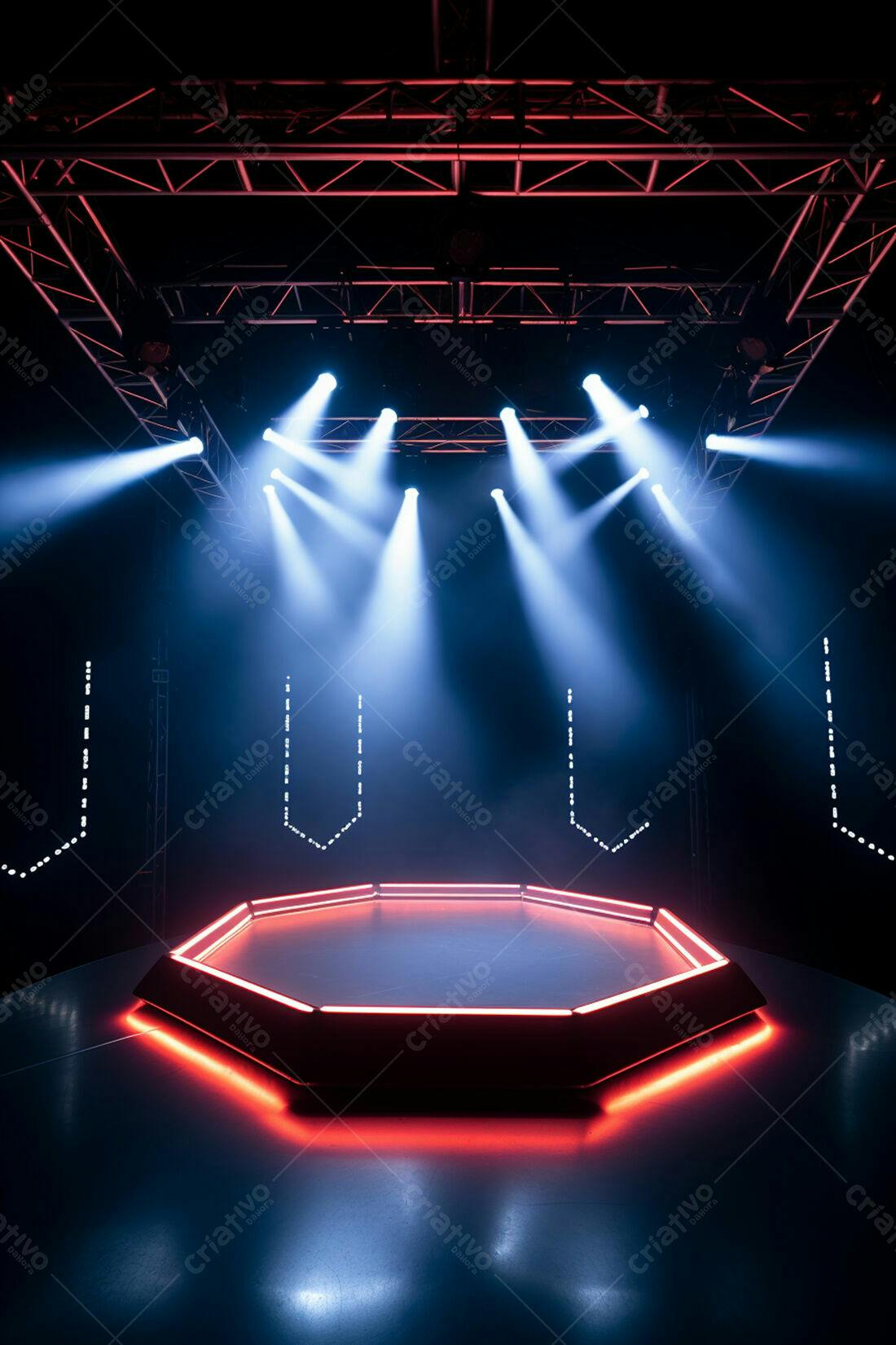 Textura palco neon vermelho e azul para fundo