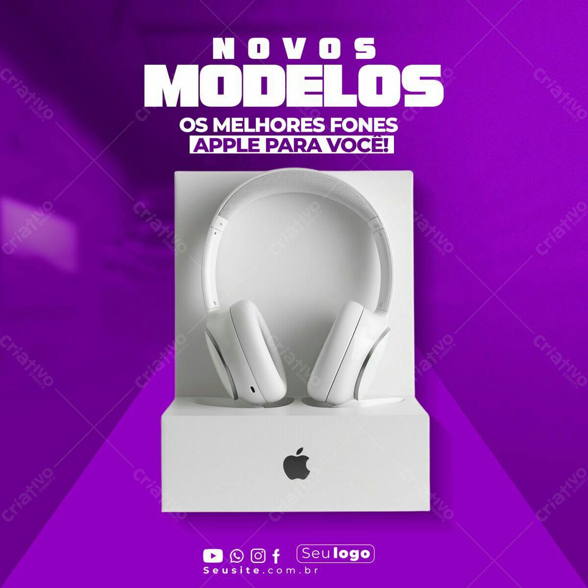 Post para Redes Sociais Fones Apple PSD Editável