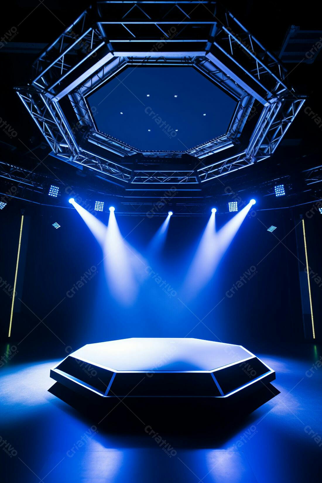 Textura palco iluminado azul para fundo de palco