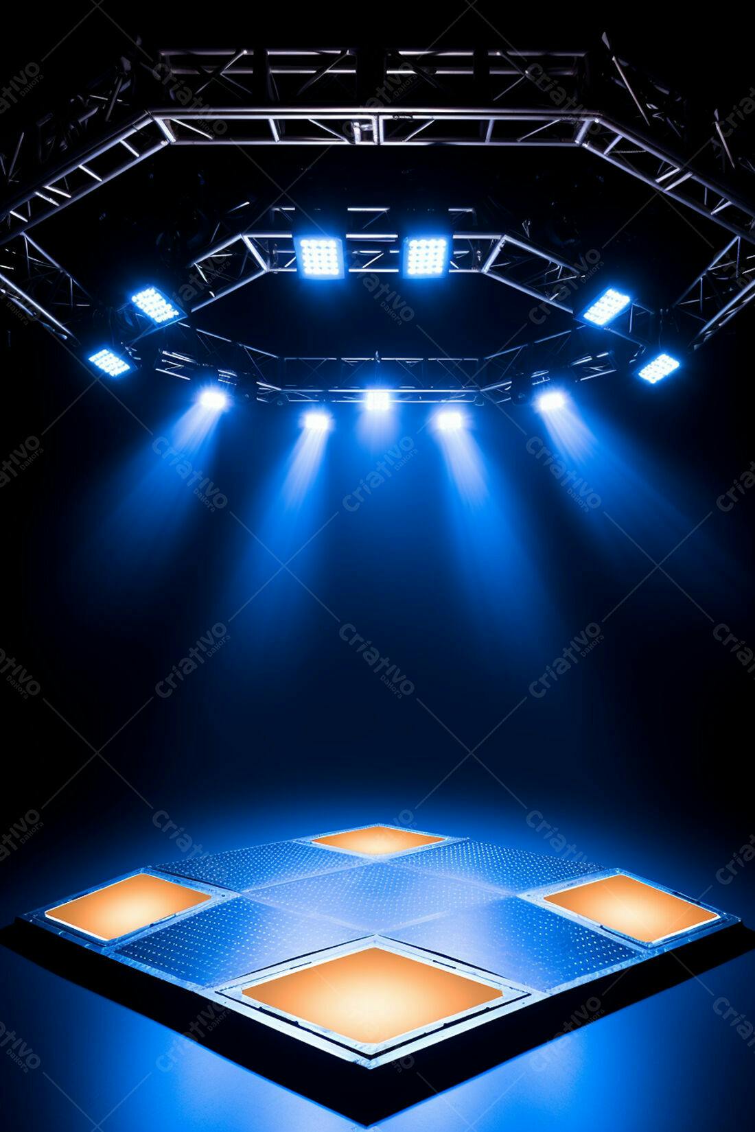 Textura palco iluminado azul para fundo