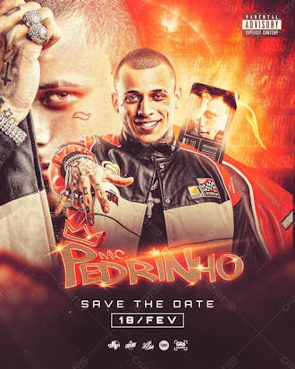 Flyer feed mc pedrinho save the date 18 fev psd
