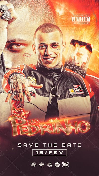 Flyer storie story Mc Pedrinho Save The Date 18 Fev psd