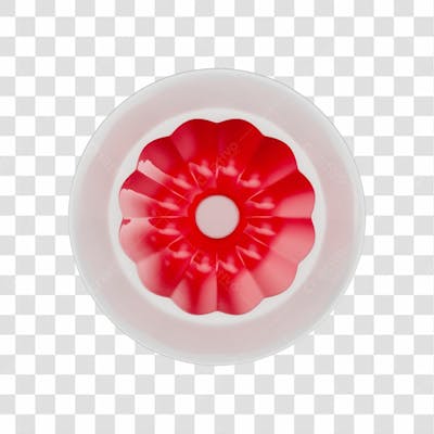 Gelatina Vermelha Com Prato Branco Em 3D Com Fundo Transparente (4)