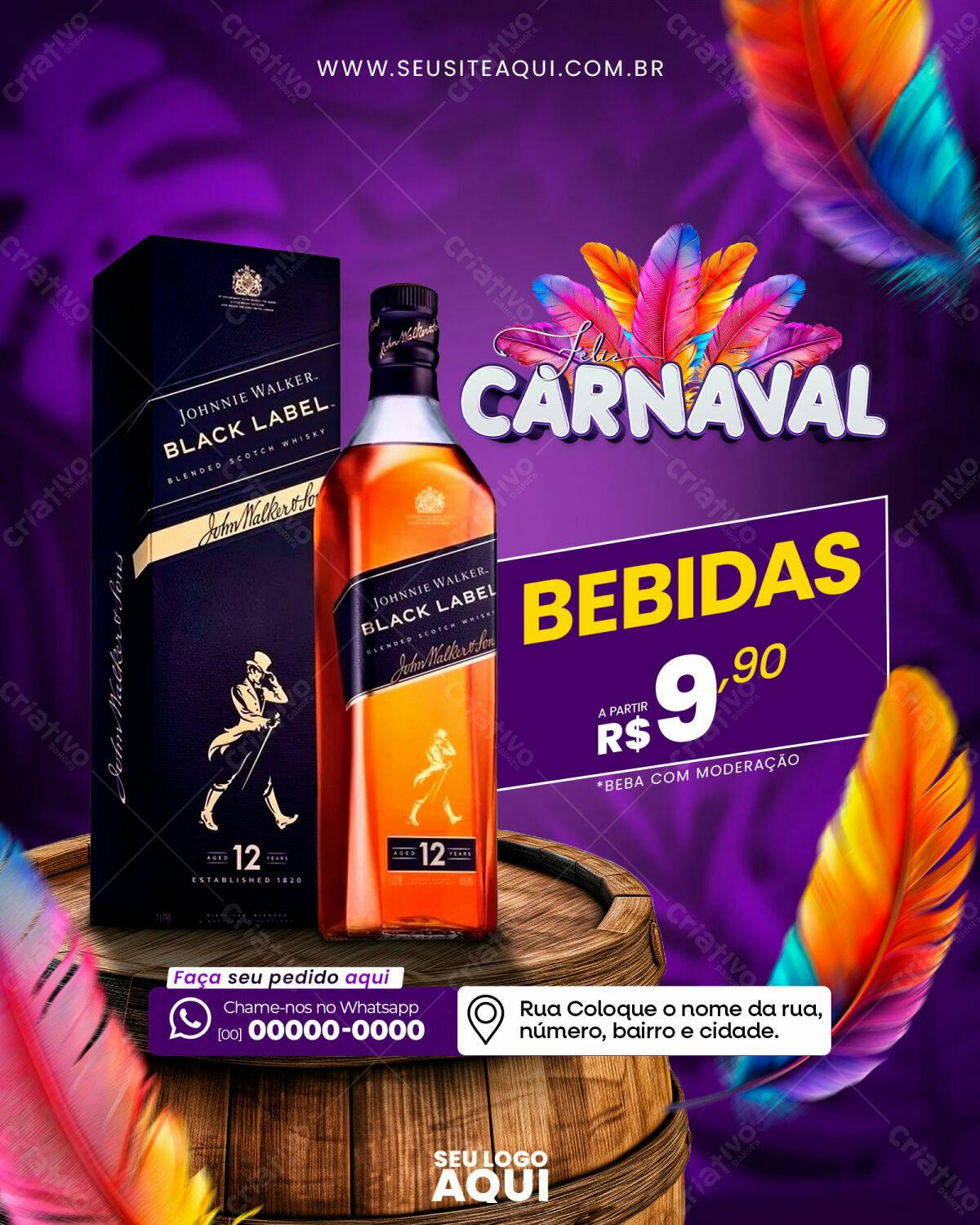 Flyer Carnaval Bebidas PSD Editável