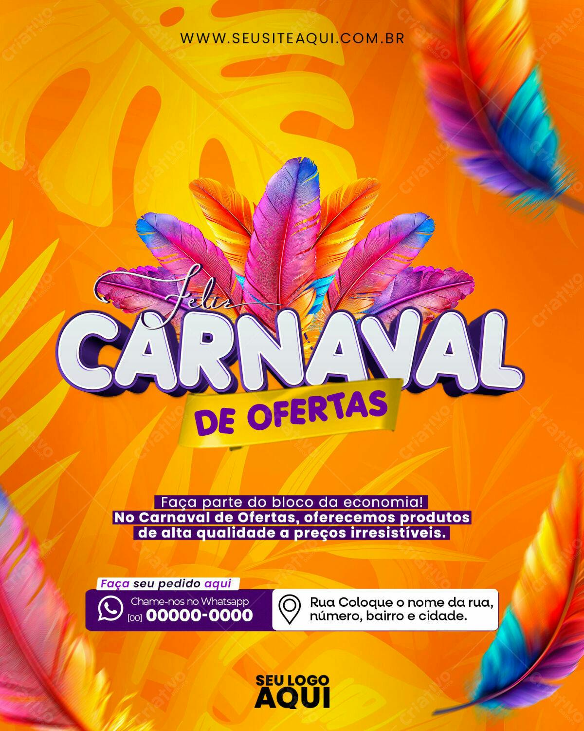 Flyer Carnaval de Ofertas PSD Editável